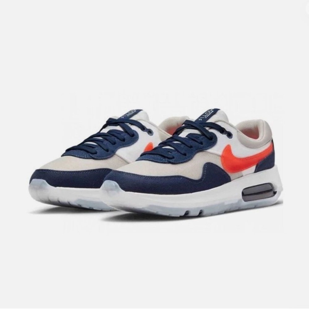 Nike Air Max Motif Light Bone/Bright Crimson DH 9388-004 Teen Youth Navy/Orange
